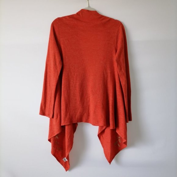 Young Threads Womens Orange Long Sleeve Embroidered Open Front Sweater Size M - Picture 2 of 8